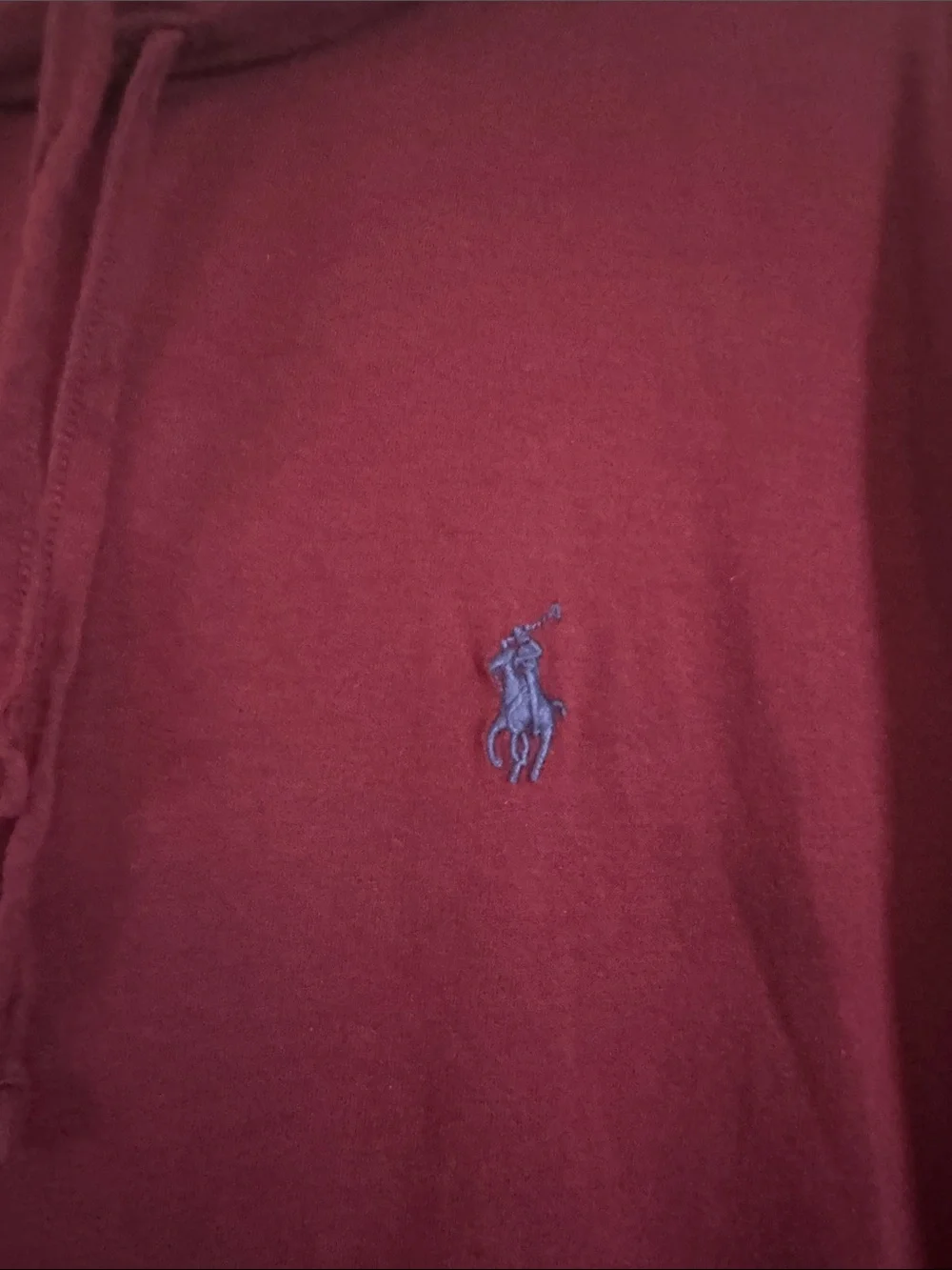 Polo by Ralph Lauren Long-Sleeve Hooded Tee in Wine with Blue Logo (1039)